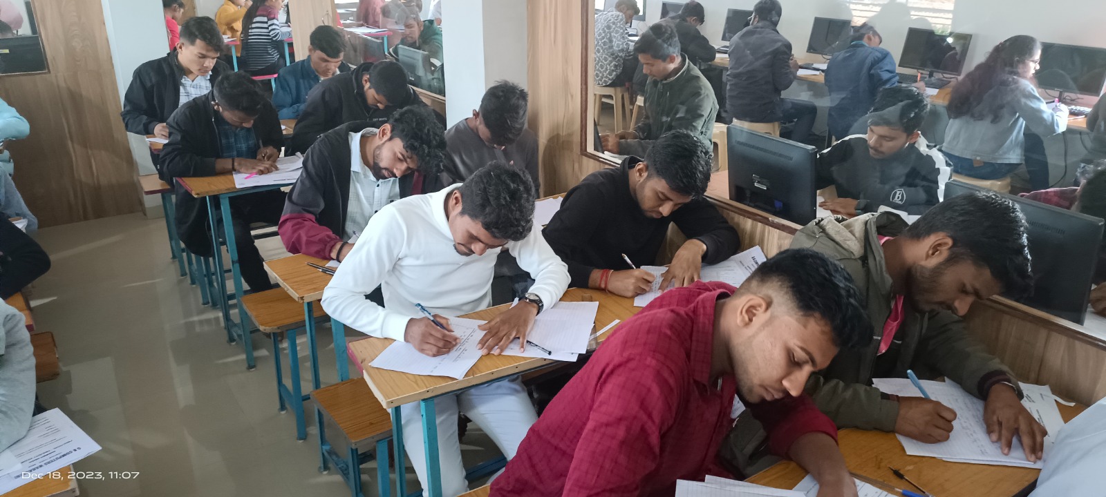 Students during written examination