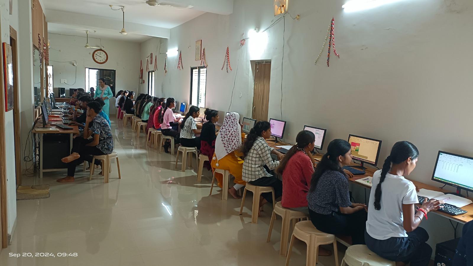 Students working on computers
